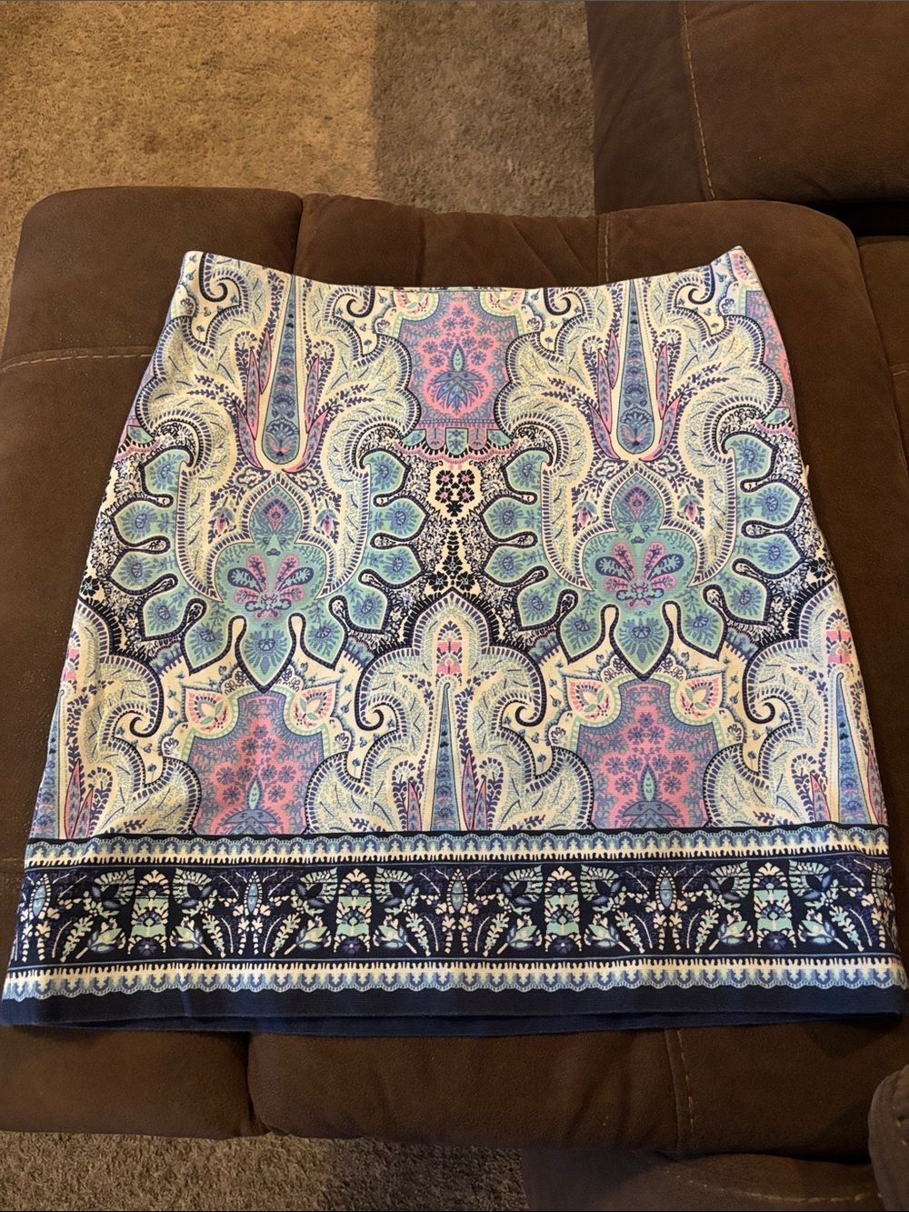 Talbots Paisley Mini Skirt in Blue, Pink & Cream 4P